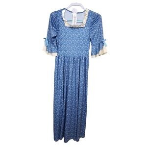 Girls' CALIFORNIA COSTUMES Prairie Girl Laura Ingalls Floral Ruffle Blue SZ XL